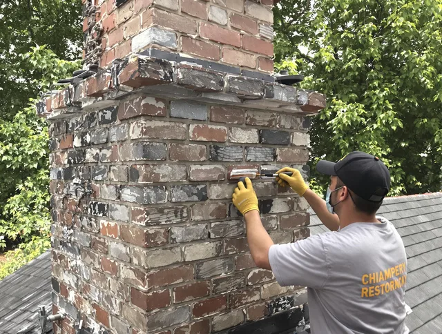 In-progress chimney restoration by New Fairfield Chimney Sweep in New Fairfield, CT