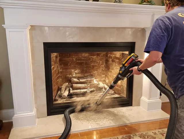 Fireplace cleaning performed by New Fairfield Chimney Sweep in New Fairfield, CT