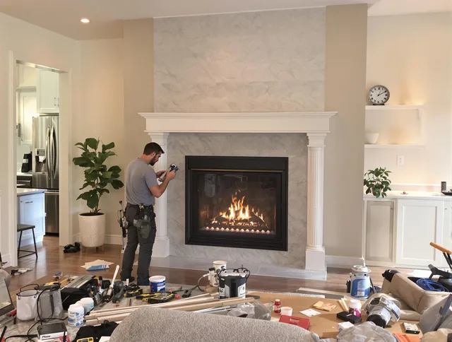 Newly installed fireplace by New Fairfield Chimney Sweep in New Fairfield, CT